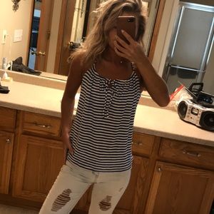 Blue & white stripe halter tank